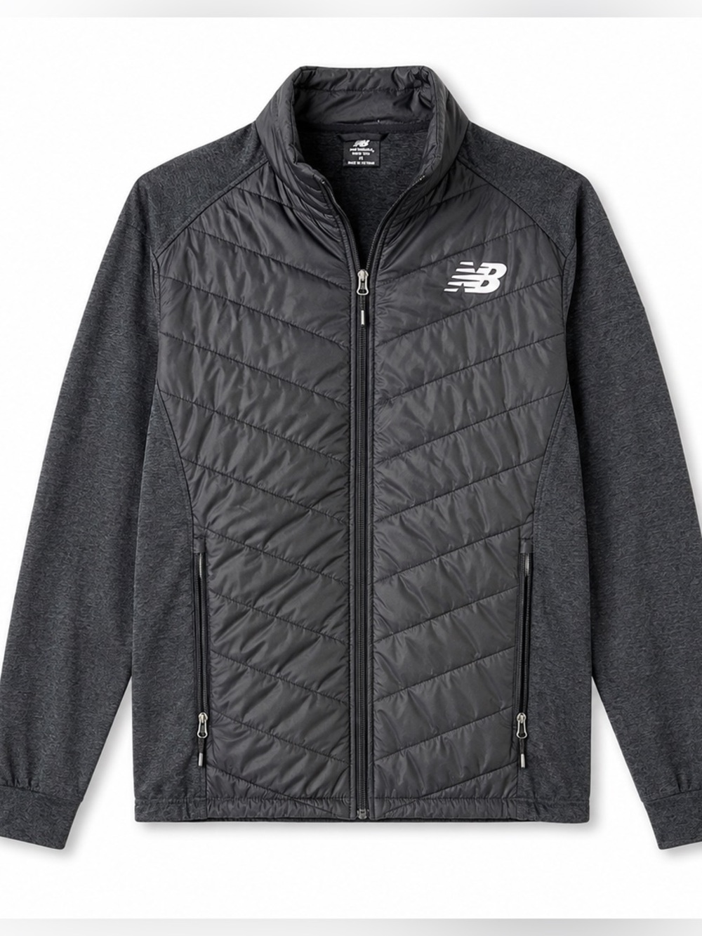 New Balance Men’s M Gray Quilted Front Full Zip Athletic Jacket